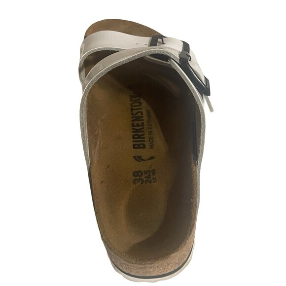 Birkenstock Sandals Womens 38 Arizona Buckle Straps Flats White Leather Slip On - Picture 11 of 14